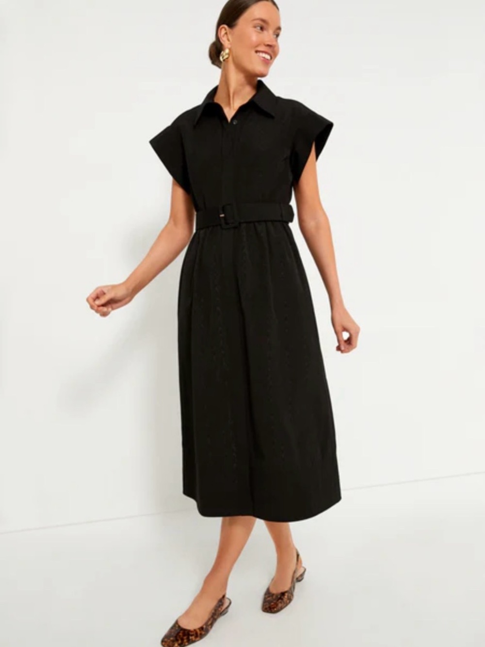 Tuckernuck Black Collared Belted Midi Dress XXXL NWT